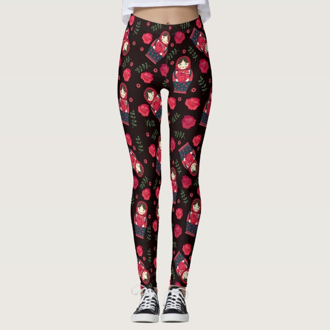 Leggings Motif de poupée d'imbrication (Devant)