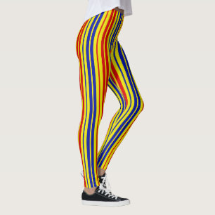 Leggings Motif de rayures rouges bleues jaunes 