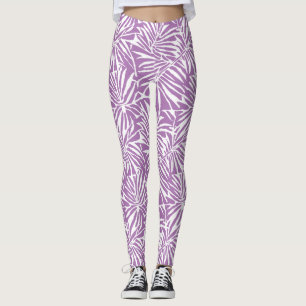 Leggings Motif de répétition Pale Purple Tropical Leaf