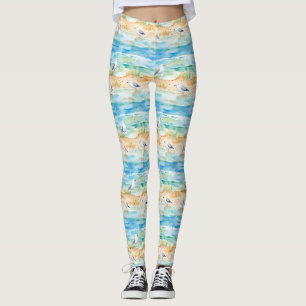 Leggings Motif de rivage de bécasseau côtier (1)