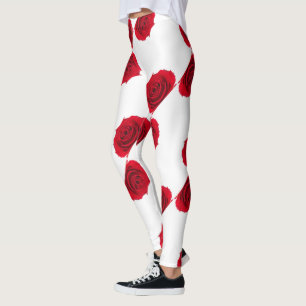 Leggings motif de roses rouges