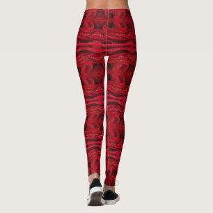 Leggings motif de roses rouges