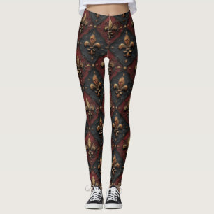 Leggings Motif de sculpture sur bois gothique (2)