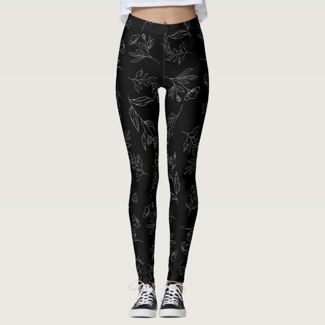 Leggings Motif de silhouette de fleurs (Devant)