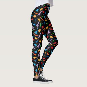 Leggings motif de silhouette de sept espèces de dinosaures