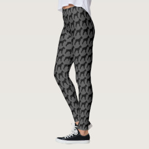 Leggings Motif de silhouettes de Schnauzer géant gris et