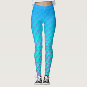 Leggings Motif de sirène en bleu et violet Aqua