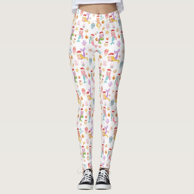 Leggings Motif de sirène Noël (Devant)