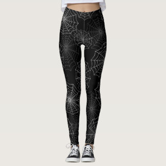 Leggings Motif de soie Web Cobweb Spider sur noir