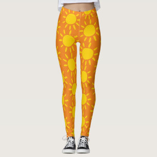 Leggings Motif de soleil d'été jaune abstrait cool sur oran