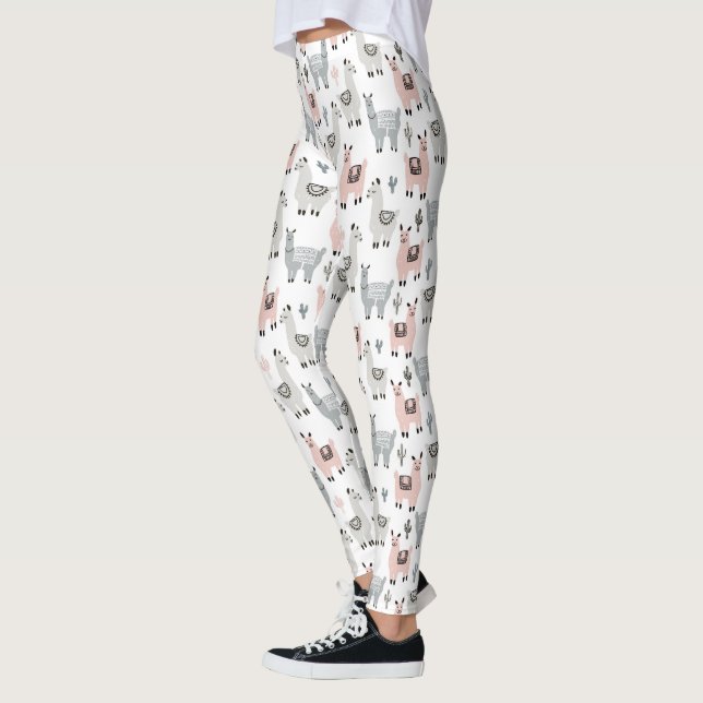 Leggings Motif de sourire de lamas (Gauche)