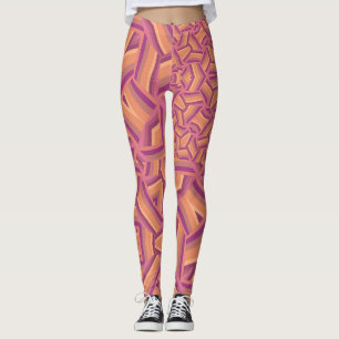 Leggings Motif de Starburst Psychedélique – Rose et Orange