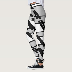 Leggings Motif de style urbain abstrait noir et blanc moder