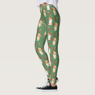 Leggings Motif de Sucre de canne de Noël de Corgi
