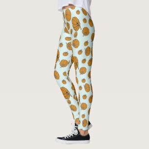 Leggings motif de surface citrouille sur aqua arrière - pla
