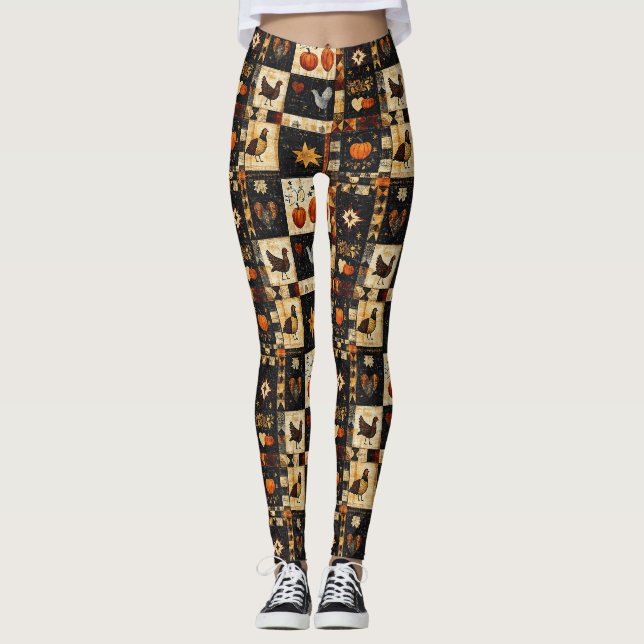 Leggings Motif de surface composée d'art populaire primitif (Devant)