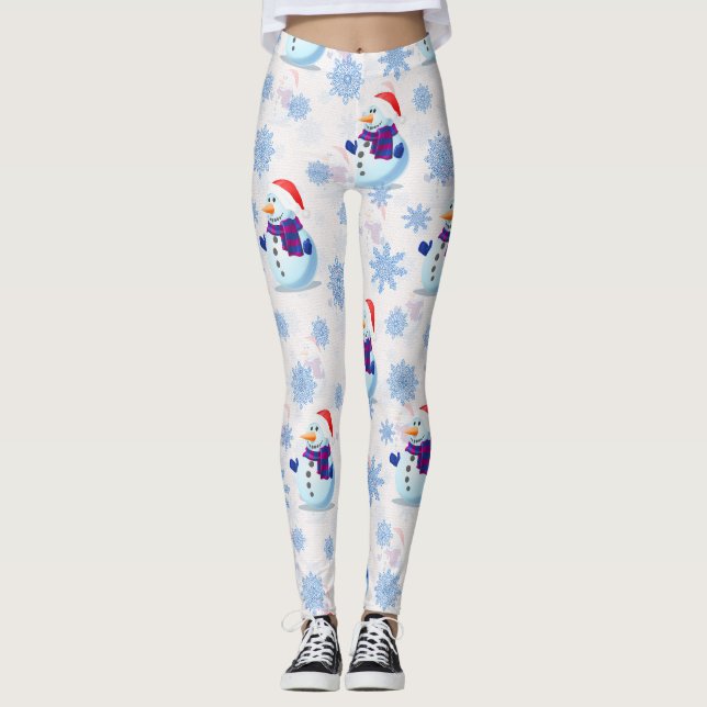 Leggings Motif de surface Snowman de Noël (Devant)