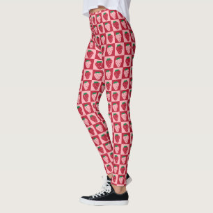 Leggings Motif de tableau de bord de fraise rétro
