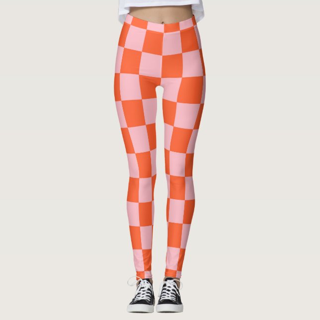 Leggings Motif de tableau de bord orange et rose (Devant)