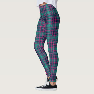 Leggings Motif de Tartan rose Turquoise bleu de Plaid Navy