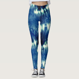 Leggings Motif de teinture à cravate bleue