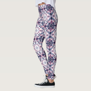 Leggings Motif de teinture bleu et rouge