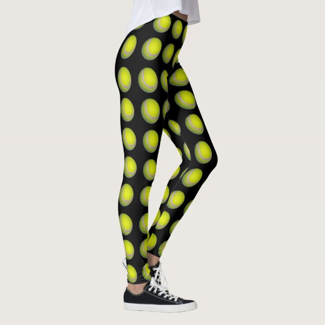 Leggings Motif De Tennis Jaune Et Noir, (Droite)