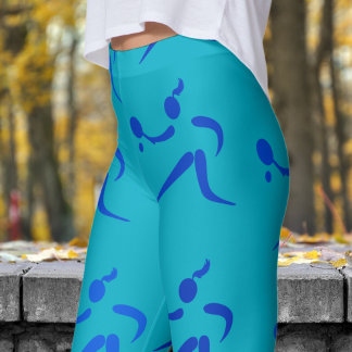 Leggings Motif de tennis tendance Azure Blue Womens