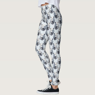 Leggings Motif de tête de loup blanc - Blanc