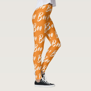 Leggings Motif de texte de la boîte orange blanche d'Hallow