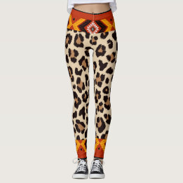 Leggings Motif de tigre Mix Beige Capri