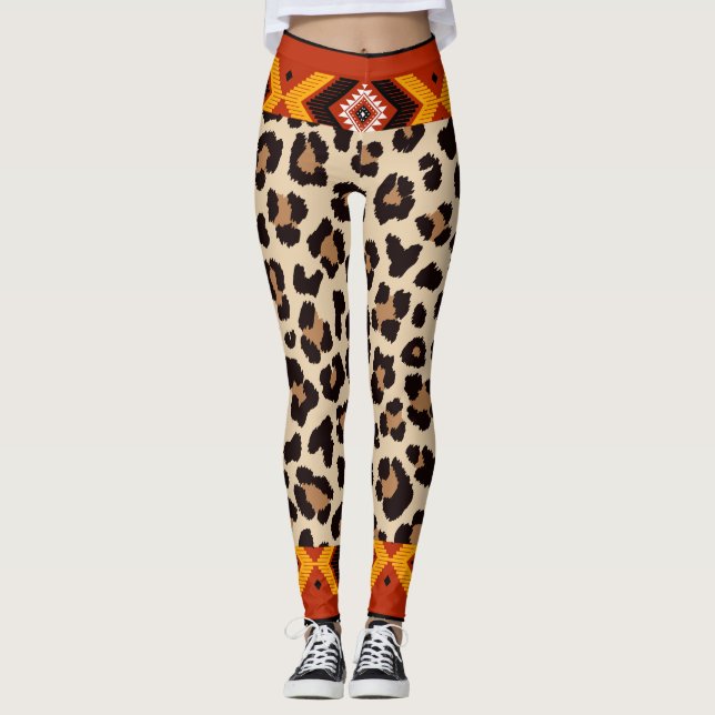 Leggings Motif de tigre Mix Beige Capri (Devant)