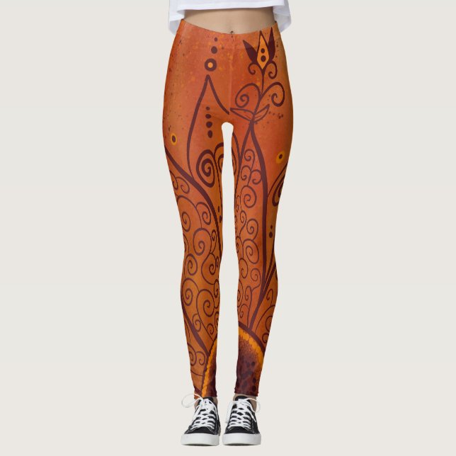 Leggings Motif de tournesol Abstrait (Devant)