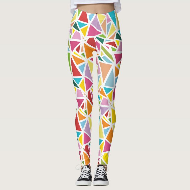 Leggings Motif de triangles colorés (Devant)