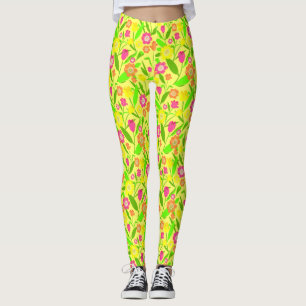 Leggings Motif de tulipes jaunes
