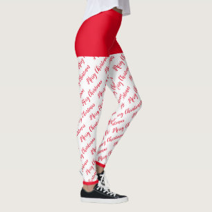 Leggings Motif de typographie rouge tendance Noël moderne