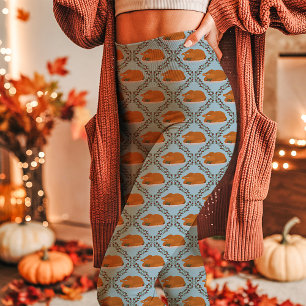 Leggings Motif de vacances de Thanksgiving de dinde bleue