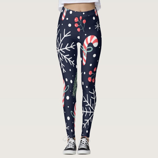 Leggings motif de vacances sans couture avec bonbons de noë (Devant)