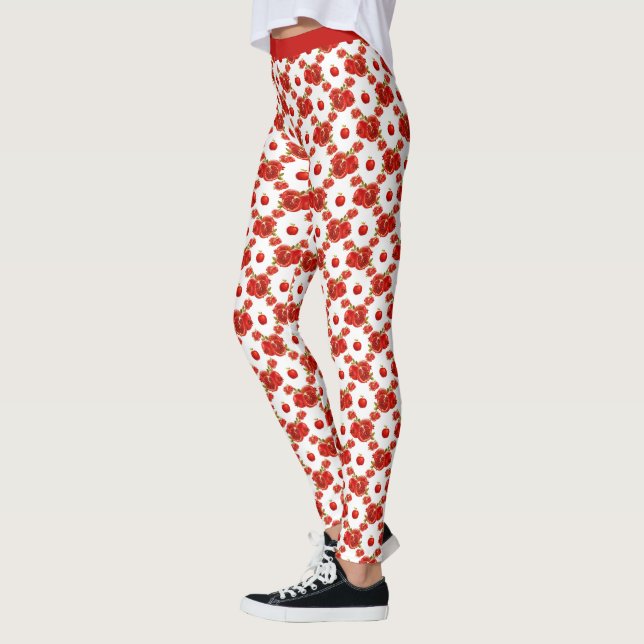 Leggings Motif de verger rouge grenade rétro (Gauche)