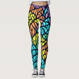 Leggings Motif de verre coloré abstrait géométrique arc-en-