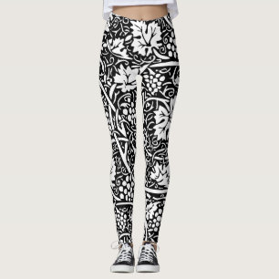 Leggings Motif de vigne de raisin noir et blanc de William