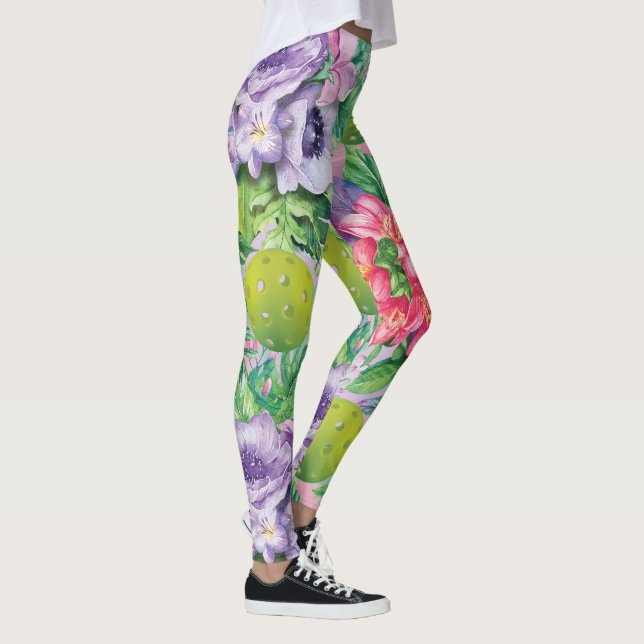 Leggings 🌸 🌺 motif de volley-ball fleuri imprimé XXL (Droite)