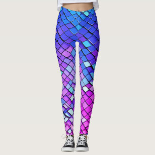 Leggings Motif d'écailles de queue de sirène coloré violet