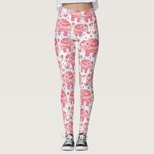 Leggings Motif d'éléphant rouge