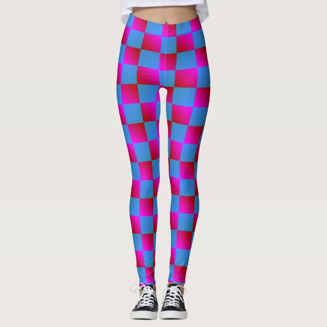Leggings Motif des chèques bleu et rose socialite (Devant)