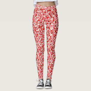 Leggings Motif Des Coeurs, Coeurs Rouges, Amour