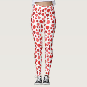 Leggings Motif Des Coeurs, Coeurs Rouges, Motif Des Coeurs