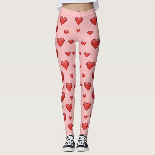 Leggings Motif Des Coeurs Rouges (Devant)