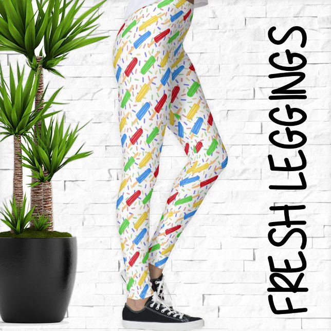 Leggings Motif des glaces estivales et des arrosages amusan (Fresh Summer Leggings with Fun, Colorful Popsicle Pattern!)
