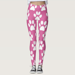 Leggings motif des pattes roses et blanches